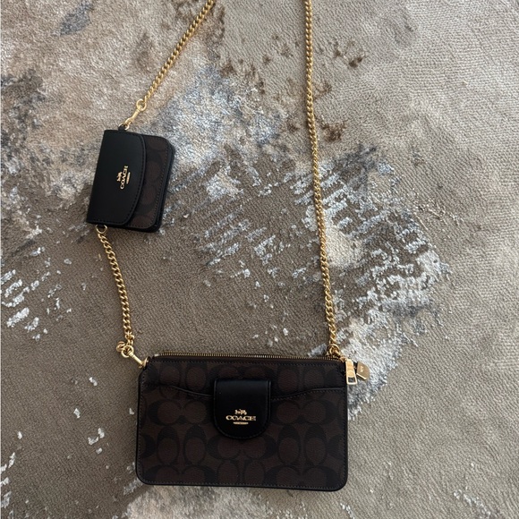Coach Dark Brown Bag with Gold Accents - Picture 1 of 5